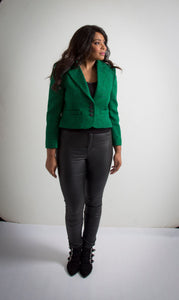 Ella fitted Jacket green Harris Herringbone Tweed