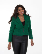 Load image into Gallery viewer, Ella fitted Jacket green Harris Herringbone Tweed