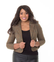 Load image into Gallery viewer, Ella fitted Jacket brown check Harris Herringbone Tweed