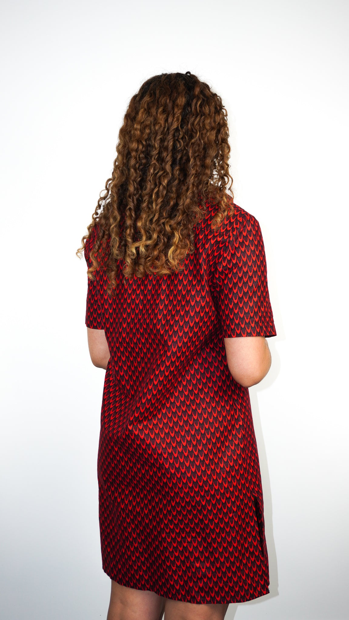 Cotton print short sleeve long shirt