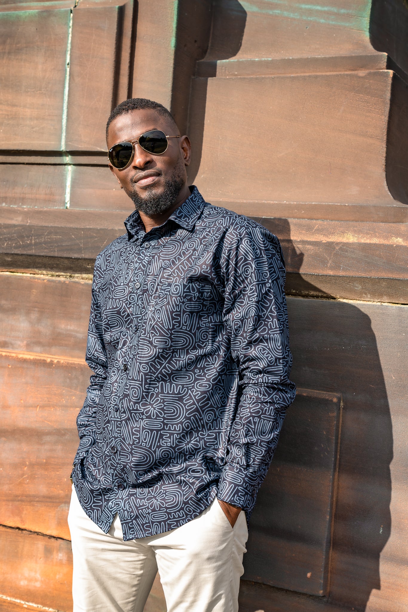 Grey abstract tribal shirt