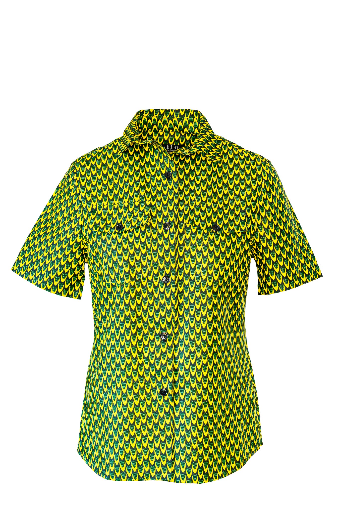 Cotton print short sleeve shirt -Yellow and green