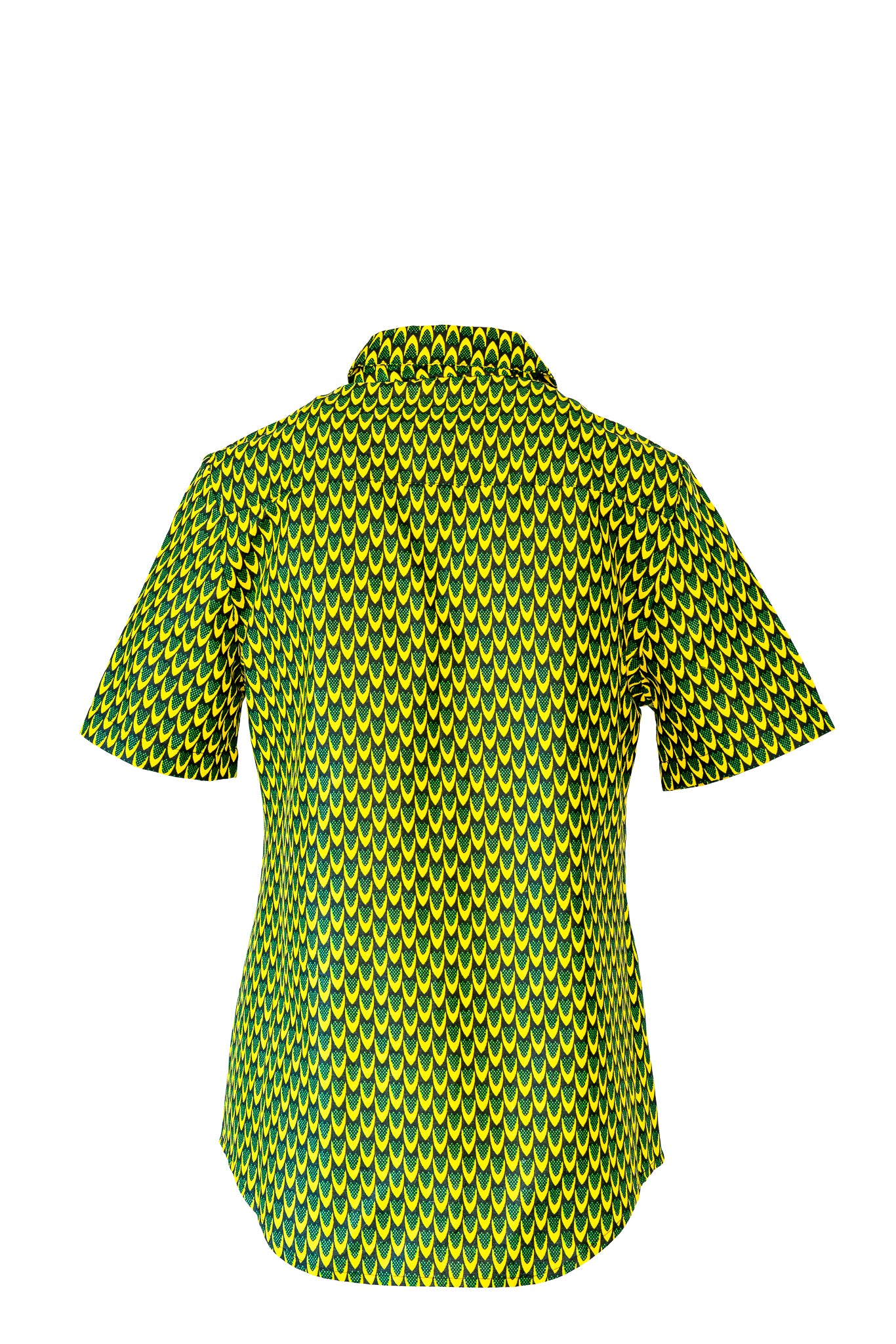 Cotton print short sleeve shirt -Yellow and green
