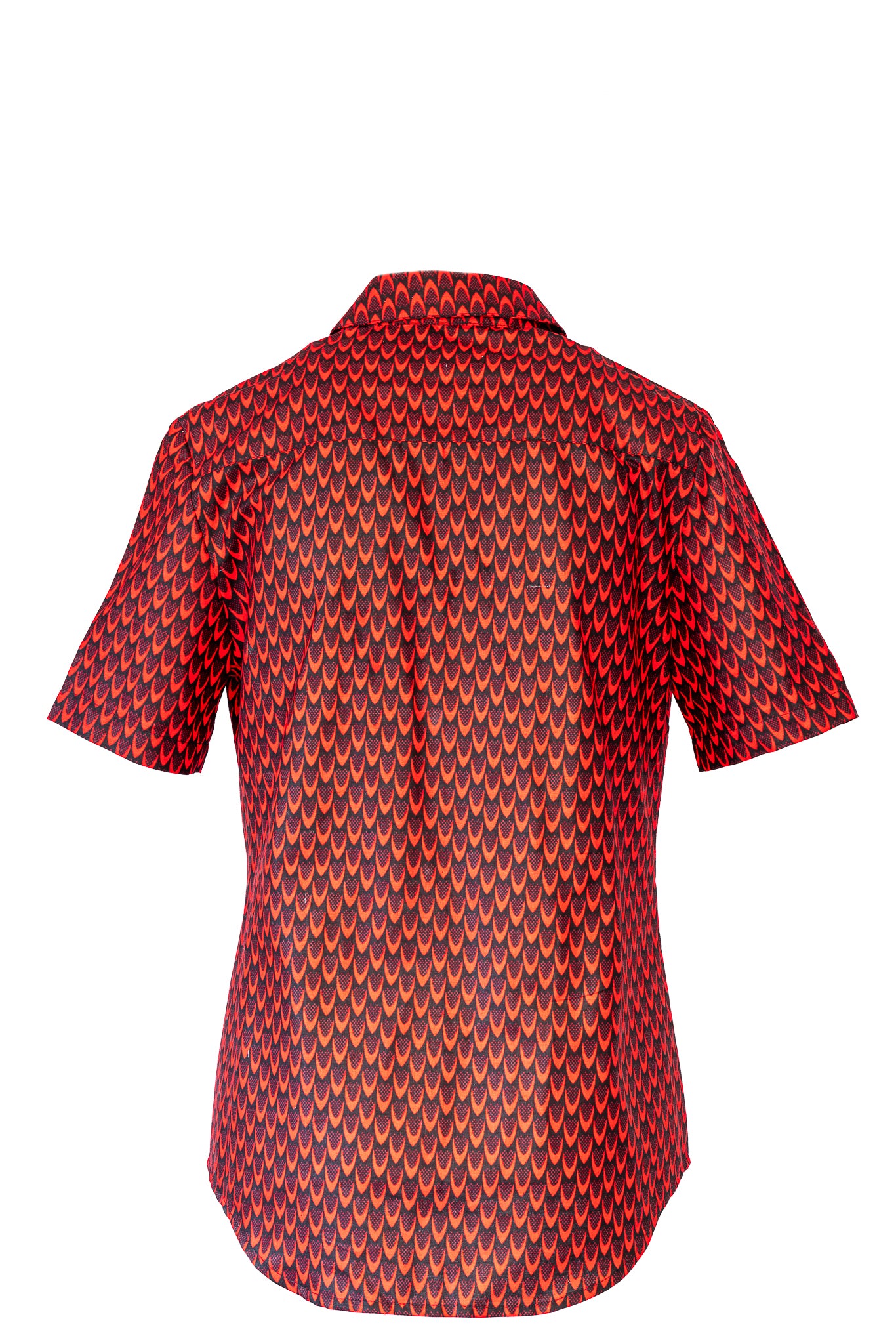 Cotton print short sleeve shirt -red and black